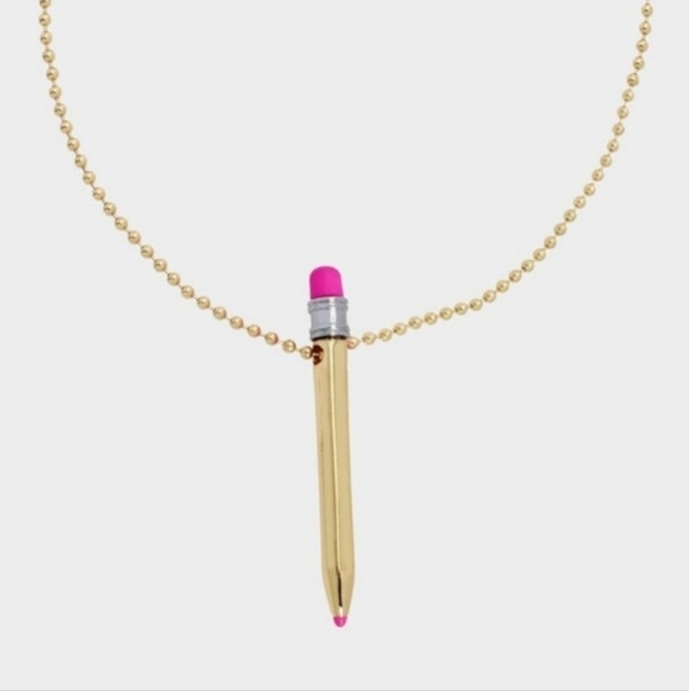 NWT BETSEY JOHNSON RETIRED/NECKLACE WITH GOLD PENCIL/ Great Gift Idea! - Picture 2 of 5